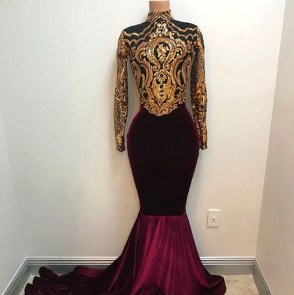 Gold and Burgundy Gown